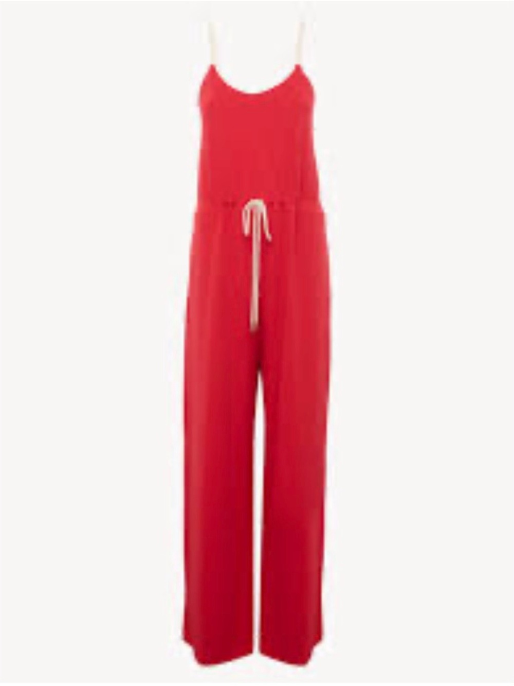 La Perla Red Sleeveless Wide-Leg Jumpsuit with Contrast Drawstring